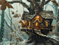 john968015_Squirrel_treehouse_indoor_panorama_in_winter_wool_fe_386e587d-6350-4e32-aff6-d663f90288a9