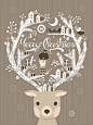 圣诞老人与驯鹿背景矢量素材，素材格式：EPS，素材关键词：驯鹿,圣诞节,圣诞老人