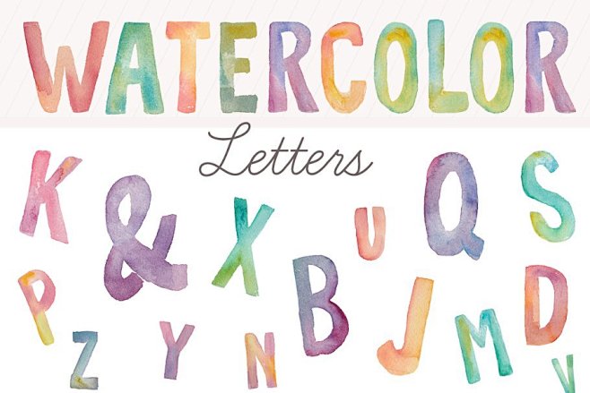 水彩字母-剪贴画素材 Watercolo...