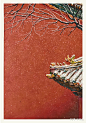 故宫、红墙、落雪、油画棒、风景、重彩、点彩、风景、渐变、技法、渐变3