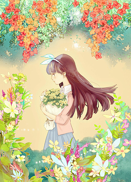 小插图-欧欧卡_原创,插画,少女,小清新...