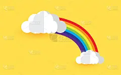 天空中的彩虹和云，向量