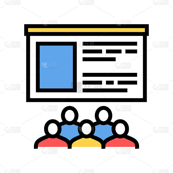 会议会议彩色图标矢量插图