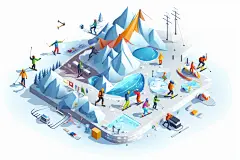 扁平风体育场运动立体插画