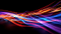 Colorful light trails with motion effect. Illustration of high speed light effect on black background.