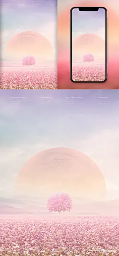 粉色花海 粉色树木 阳光照耀 梦幻清新背景手机壁纸海报 - tic288a0533.JPG