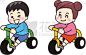 儿童,三轮车,男孩,人,仅日本人,日本人,幼儿,图像,水平画幅,绘画插图
