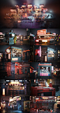 赛博朋克未来城市科幻街道楼房店铺3D模型夜景街道科技赛博朋克风-淘宝网
