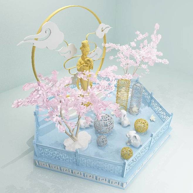 中秋节商场美陈设计素材下载
