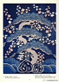 绘画    #绘画参考# 日本传统绘画作品 「藍の華」筒描 ​​​​