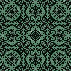 仿古无缝绿色背景螺旋圆花