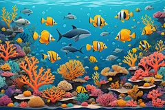 海水海洋馆水族馆小鱼海洋插画图片