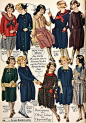20世纪初的女孩服饰商品设计插图 ​​​​