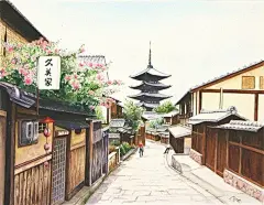 【日本插画师Hiroki的东京小镇街头建筑水彩画欣赏】
能漫步在这样美丽的小镇的街道上，享受一份阳光和午后，真是件让人很开心的事情．．．
