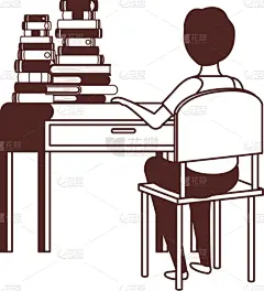 男人,书桌,学生,前后倒置,椅子,儿童,童年,草图,坐,教育