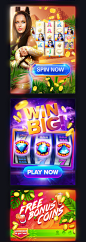 Juicy slots banners collection : Compilation of some hand-picked high conversion casino banners I made past year. Most of them are mobile games banners, some is just the facebook posts pictures.Hope you enjoy it! //Часть баннеров по тематике слот-игр, сде