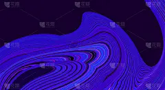 抽象现代深色桑葚黑色背景与流体发光霓虹灯蓝色波。创新技术的概念。奢华的背景。几何数字壁纸。旋水油墨设