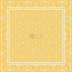 几何图案与手绘花卉装饰。插图。适用于布料、纺织品、大手帕、围巾、印花等。