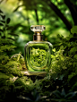 geomyidae_Product_photography_glass_oil_bottle_surrounded_by_gr_b7552016-f3cd-42d4-9f4a-93c476d825df