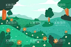 矢量春天背景  - 源文件下载【酷图网】矢量春天背景,春天风景壁纸,春天壁纸,绿色背景,大自然,清新,景色,自然季节,春季,四季,插图,卡通,风景地形,