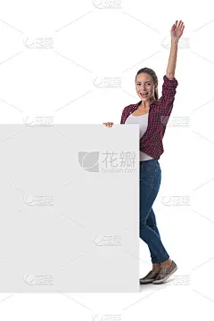 拿广告牌的女人