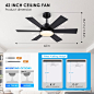 Amazon.com: 42 inch Ceiling Fans with Lights, Black Ceiling Fan with Remote APP, Dual-Sided Modern/Rustic 6 Blades, Reversible, 3CCT, Sloped Flush Mount Low Profile Ceiling Fan with Lights Bedroom Kitchen Indoor : Tools & Home Improvement