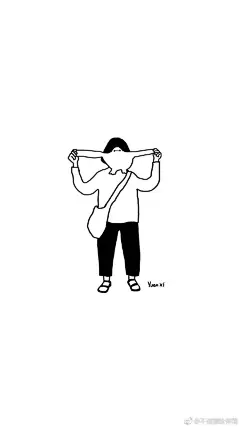 简约风黑白人物简笔画，可以做手机壁纸哟。简笔画#手绘插画##插画壁纸#手账素材手帐素材 ​​​​