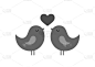情侣爱鸟有心。爱的象征。情人节设计元素