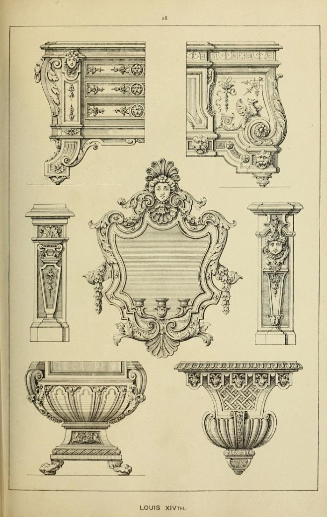1889年出版的法国路易十五时期的家具图...