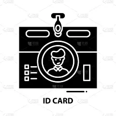 Id卡图标，黑色矢量符号与可编辑的笔触，概念插图