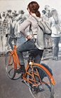 西班牙的艺术家马克·费卡洛斯，走出画室的艺术家画笔描绘街头巷尾的美女的自行车～
