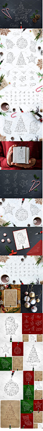 圣诞节节日主题设计插画素材合集 Christmas Holidays One Line  