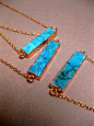Turquoise Jewelry Howlite Bar Necklace 24k by FashionCrashJewelry