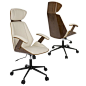 Spectre Mid-Century Modern Walnut Wood Office Chair: 