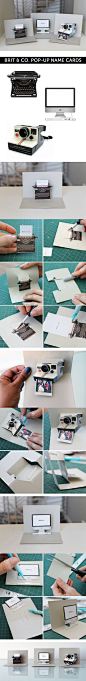 Pop up cards (step by step tutorial with printables) - from Brit & Co -- http://www.brit.co/weddings/pop-goes-the-diy-pop-up-name-card/