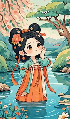 古典胖女孩矢量图形插画