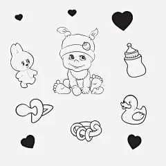 手绘婴儿免抠素材 页面网页 平面电商 创意素材 png素材