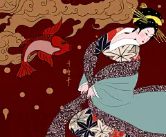 女性日本浮世绘插画