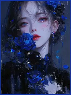 蓝色系｜治愈油画｜月裳妖姬｜头像壁纸 - 小红书