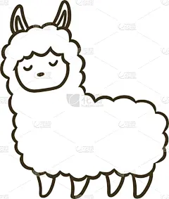 矢量,绘画插图,羊驼,热,贺卡,背景分离,十二生肖,哺乳纲,动物,户外