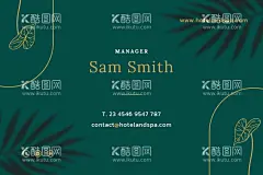 绿色手绘花纹装饰名片设计  - 源文件下载【酷图网】个人名片,名片模板,名片设计,手绘花纹,绿色名片,