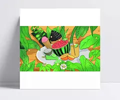 西瓜冷饮插画PSD图片|PSD素材,PSD分层素材,卡通动漫,西瓜,水果,雪糕,冰淇淋,绿叶,叶子,橙汁,冷饮,夏天,动漫人物,卡通插画