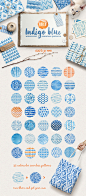 Indigo watercolour patterns pack - Patterns