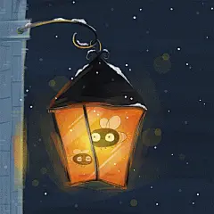 插画绘画手绘卡通儿童儿插冬天老鼠雪景下雪蓝色