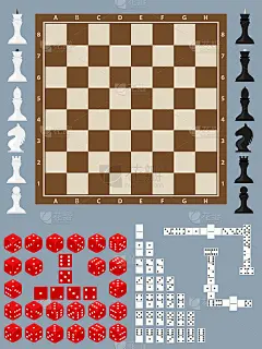 国际象棋,多米诺骨牌,骰子。赌博