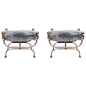 Pair of Mid-Century Maison Charles Benches in Sheepskin with Lions' Heads | 1stdibs.com