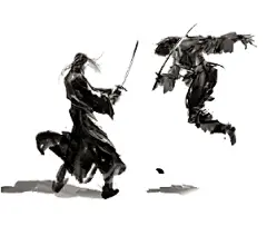 中国古风武侠小说江湖水墨古代游戏人物侠客剪影png免扣插画素材
