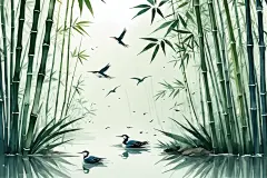 大自然中国风竹子竹林自然风景插画