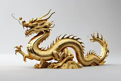 真龙腾飞华贵金属黄金龙模型图片