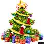 礼物礼盒 节日气氛 装饰松树 手绘圣诞节元素模板免扣png_装饰元素免扣png模板 _圣诞、元旦采下来 #率叶插件，让花瓣网更好用#